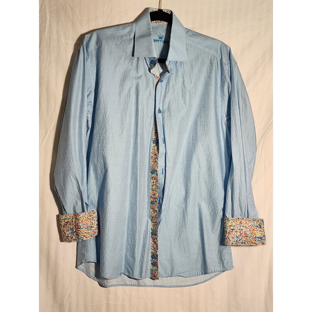 BERTIGO Men's Button Up Dress Shirt Medium